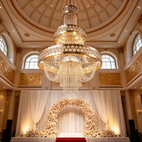 Lustre en cristal perlé en forme de panier, luminaire suspendu LED sur mesure pour la décoration de plafond de couloir d'accès de mariage