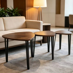 Meilleures ventes : Ensemble de 3 tables basses gigognes pour salon, chambre à coucher, style industriel, petites tables d'appoint empilables - Product Image 1