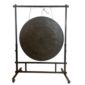 Gong Chau Preto com suporte quadrado para performance musical e Gong de cura