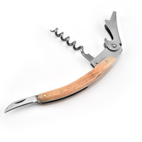 Ouvre-bouteille en bois gravé au laser avec logo personnalisé, tire-bouchon multifonction, coffret cadeau, vente en gros