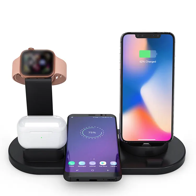 Multifunction Desktop 10W Fast Charging 4 in 1 Watch Earphone Mobile Phone Wireless Charger