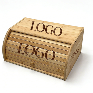 New Natural <strong>Bamboo</strong> Modern Rectangular Bread <strong>Box</strong> 3-6L Durable Large Capacity Roll-Top Ventilated Eco-Friendly Freshness <strong>Storage</strong> - Product Image 1