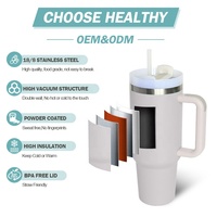 Vaso de Viaje Personalizado Reutilizable de Acero Inoxidable de Doble Pared de 40 oz, a Prueba de Fugas, Libre de BPA, con Asa para Aislamiento Térmico de 12 a 24 Horas