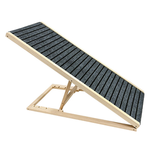 Rampa para Perros con Tapete Antideslizante, <span class=keywords><strong>Escalera</strong></span> Ajustable de Madera para Mascotas, Perros y Gatos, Fácil Acceso al Coche y Cama con Superficie de Alfombra Antideslizante - Product Image 2