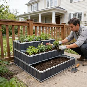 Jardinière surélevée modulaire à 3 niveaux en acier galvanisé, fabricant de bacs à plantes métalliques pour la vente en gros, jardinière surélevée d'extérieur - Product Image 6