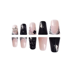 Bec de canard de luxe presse sur les <span class=keywords><strong>ongles</strong></span> produits de beauté charme 3D Stear noir zèbre <span class=keywords><strong>faux</strong></span> <span class=keywords><strong>ongles</strong></span> en gros 24 pièces réutilisables presse sur les <span class=keywords><strong>ongles</strong></span> - Product Image 4