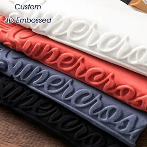 OEM de alta calidad fabricante Pima pesado algodón camiseta logotipo personalizado hombres camisetas de gran tamaño 3D impresión en relieve camiseta