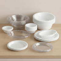 Livraison gratuite Assiettes rondes jetables en plastique transparent écologiques de 5 pouces/7 pouces pour le camping et les fêtes