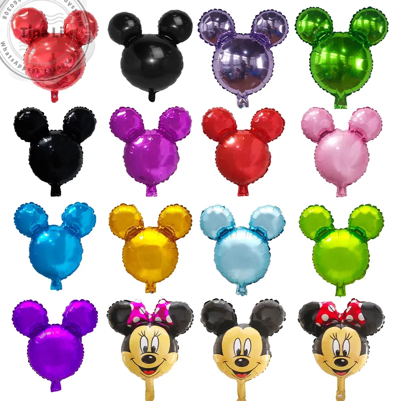 18 Inch Helium Mini Mickey Mouse Minnie Head Foil Balloon Cartoon Solid Color Children's Toy Birthday Party Decoration Globos