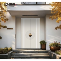 Porte d'entrée principale extérieure de villa résidentielle en acier inoxydable de style extrêmement simple, double porte de sécurité en métal de luxe