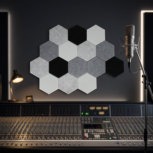 Panneaux acoustiques hexagonaux noir gris blanc design moderne 100% fibre de polyester NRC 0.8 absorption acoustique décoration murale maison bureau - Product Image 6