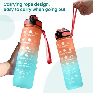 Bouteille d'eau motivante 1L, gourde de sport dégradée avec marqueur de temps, 32oz, logo personnalisé, paille rabattable, gourde spatiale pour la gym, le fitness en extérieur - Product Image 4