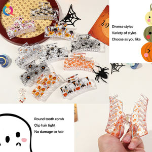 QIYUE Halloween Pinces À Cheveux 8.5CM Solide Carré PS Drôle Fantôme Citrouille Grimace Accessoires De Cheveux Pour Femmes Fait Durable En Plastique Chaleur - Product Image 4