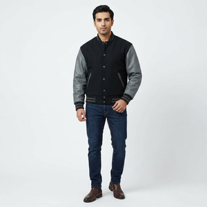 Venta al por mayor de los hombres personalizados de secado rápido Varsity Jacket 100% poliéster cortavientos impermeable CollegeBaseballjacket para los hombres - Product Image 1