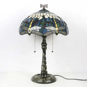 Lámpara de Mesa Tiffany LongHuiJing de 16 Pulgadas con Pantalla de Vidrio Teñido y Base de Libélula en Mosaico para una Iluminación Elegante del Escritorio, Lámpara de Mesa para el Hogar - Product Image 4
