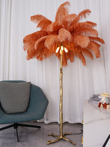 Lampe sur pied en plumes d'autruche <span class=keywords><strong>de</strong></span> luxe Art Déco Glamour pour chambre à coucher Fabrication OEM en gros directement <span class=keywords><strong>de</strong></span> l'usine - Product Image 2