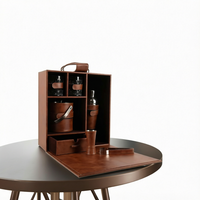 Boîte de rangement pour bouteille de vin en bois et cuir PU élégant, sur mesure, pour cadeau et accessoires de vin