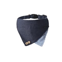 Collier pour chien en velours côtelé doux PUPE avec nœud papillon, ensemble bandana triangulaire à carreaux beige réglable pour chiens et chats
