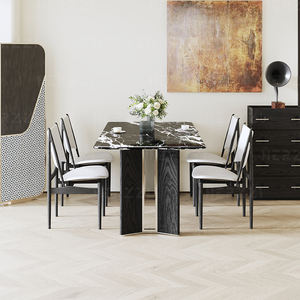 Table à manger moderne avec pieds en bois et dessus en marbre pour le restaurant et la cuisine Design de meubles élégants et durables - Product Image 5