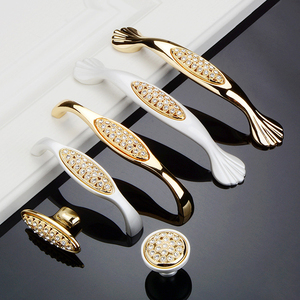 European <strong>Light</strong> Luxury Drawer <strong>Pulls</strong> <strong>Handle</strong> Cabinet Door Knob Crystal Glass Rhinestone Gold Kitchen Wardrobe <strong>Handles</strong> - Product Image 2