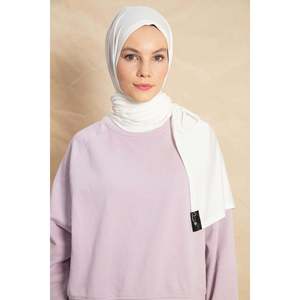 ผ้าคลุมฮิญาบผ้าฝ้ายสีเอครู สีพื้น ป้องกันแสงแดด UPF50+ ทรงหลวม สวมใส่สบาย สไตล์ตะวันออกกลาง แขนยาว ผ้าฝ้าย 100% - Product Image 5