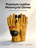 Gants de moto en cuir pour homme style rétro, ignifuges, protection UV, imperméables, respirants, fermeture à boucle pour le cyclisme
