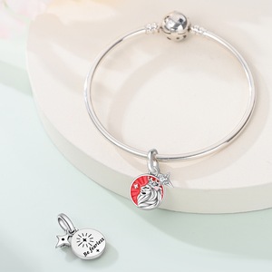 จี้ห้อยรูปเหรียญเคลือบสีทองแดงประดับเพชร CZ รูปทรงกลม ลายกุหลาบ นางฟ้า พระอาทิตย์ พระจันทร์ เหมาะสำหรับสร้อยข้อมือผู้หญิง ของขวัญแทนความรักสุดโรแมนติก - Product Image 4