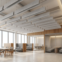 Panneau acoustique suspendu en forme de V en fibre de polyester PET gris clair pour la réduction du bruit dans les bureaux et les studios