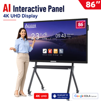 Tableau blanc interactif numérique intelligent KINGONE 65/75 pouces HD 4K Android OPS à écran tactile plat pour salle de réunion