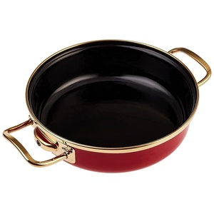Ensemble de casseroles rétro classiques en émail rouge, poêle à frire avec revêtement à induction, 24 <span class=keywords><strong>cm</strong></span>, en acier au carbone <span class=keywords><strong>émaillé</strong></span>, compatible four et lave-vaisselle - Product Image 6