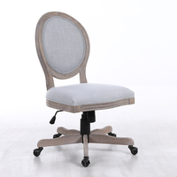 5KS20501 chaise de bureau pivotante en tissu gris, tabouret réglable, chaise de lecture nordique en bois