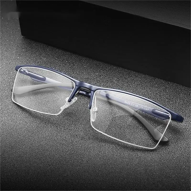 2023 nouveau demi-cadre en aluminium magnésium métal anti-lumière bleue lunettes plates anti-fatigue lunettes fram