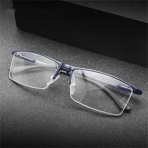 2023 New Aluminum Magnesium Metal Half Frame Anti-blue Light Flat Glasses Anti-fatigue Glasses Fram