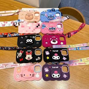 Ốp điện thoại <span class=keywords><strong>iPhone</strong></span> 17 Air hình hoạt hình dễ thương 3D bằng silicon, có giá đỡ thu gọn, dây đeo và ví - Product Image 2