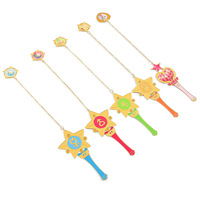 Creativo Sailor Moon Star Wand colgante lindo Kawaii Anime estilo galvanoplastia goteo proceso a granel Metal latón marcapáginas