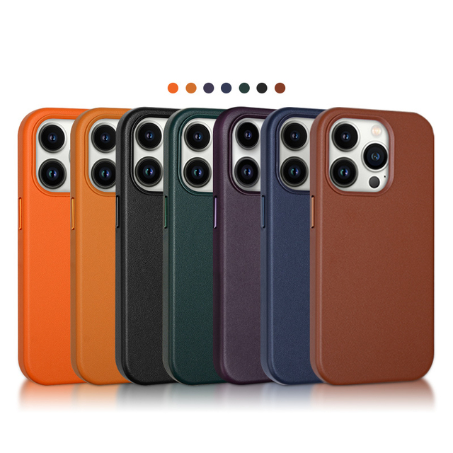 New Design Luxury Wrapped Leather Phone case for iPhone 15 14 Pro Max Compatible with Most of the Wireless Chargers