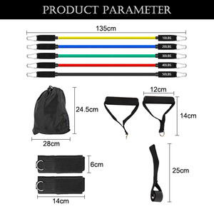 Venta al por mayor logotipo personalizado grueso Yoga elástico gimnasio Fitness ejercicio entrenamiento látex 123 deportes 1 Uds banda de resistencia conjunto 11 piezas entrenamiento - Product Image 5