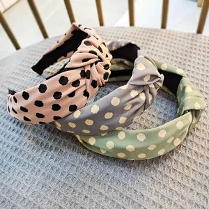 Newest High Quality Wide-brimmed Hairband Fabric Washing Head Hoop Vintage Polka Dot Headbands For Women Hair Accessories
