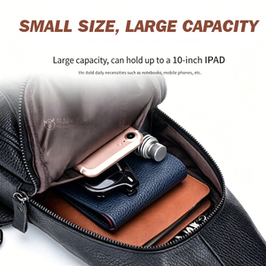 BULL CAPTAIN - Bolsa de Pecho y Bandolera de Cuero Vacuno Genuino, Estilo Vintage, con Cierre de Cremallera, para Hombre, Logotipo Personalizado OEM - Product Image 2