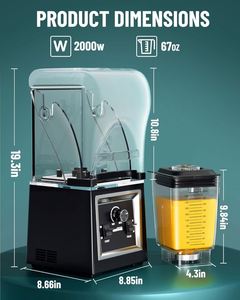 Procesador de Alimentos Eléctrico Multifuncional Profesional, Licuadora de Plástico de 10 Velocidades Variables, 2300W, con Cubierta Insonorizante, 220V, para Uso Doméstico - Product Image 3