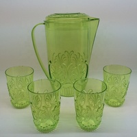 Carafe à eau sans BPA de 64 onces, transparente, en plastique, avec couvercle et gobelets