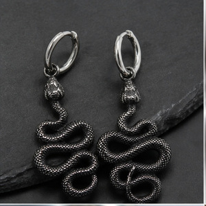 Pendientes Colgantes de Serpiente Entrelazada Retro Yunnique, Color Acero, Aleación de Zinc, Joyería Gótica para Mujer, Regalo, Pendientes de Moda - Product Image 2
