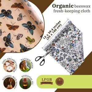 Emballages alimentaires en cire d'abeille, assortiment de coton biologique réutilisable, emballages alimentaires en cire d'abeille durables, enveloppes en papier ciré 13 x 40 pouces - Product Image 4