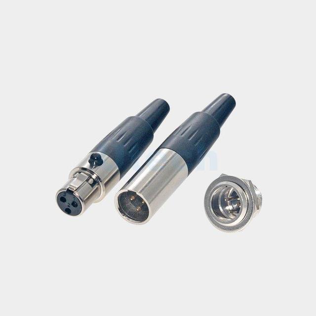 Mini XLR 3-Pin Male Plug to 3-Pin Female Socket Aluminum Housing Cable Mount Chassis Panel Connector