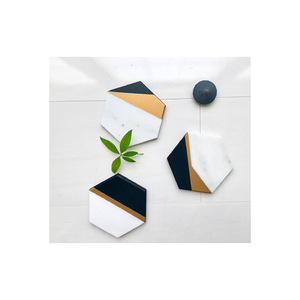 Bulk Quantity High Quality Luxury Handmade Reusable <b>Coaster</b> with Wooden Resin Hexagon Shape Modern Designed for Table Decoration - Product Image 1