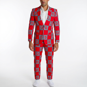 Tellum & Chop Men's College Game Day <b>Blazer</b> Jacket, Sports Fan Tailgate Coat, Red Checkerboard Party <b>Blazer</b> - Product Image 1