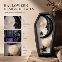 Bougie parfumée en forme de cercueil d'Halloween avec motif de crâne, de chauve-souris et de squelette, bougie décorative en cire de soja pour cadeau, décoration de la maison, OEM personnalisé