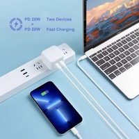 Cargador Rápido PD de Alta Potencia con Doble Puerto USB-C Tipo C de 35W para EE. UU./UE/Reino Unido, para iPhone 16 15 14 13 12 Pro