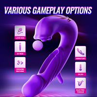 Masseur lingual multifonctionnel 3-en-1 en silicone en forme de U, rechargeable par USB, avec 7 modes de battement/vibration/léchage, jouet sexuel