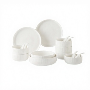 Cozy Eco-Friendly Modern Black and White Ceramic Dinner Plates <b>Set</b> Stocked Minimalist Tableware <b>Dinnerware</b> - Product Image 3